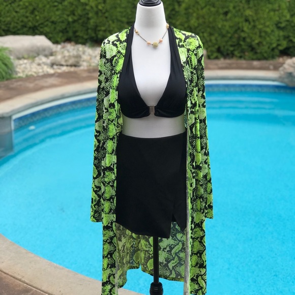 Green Snakeskin Longline Cardi/Swim Cover-up - Picture 1 of 8